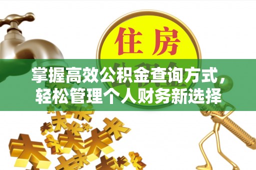 中和掌握高效公积金查询方式，轻松管理个人财务新选择